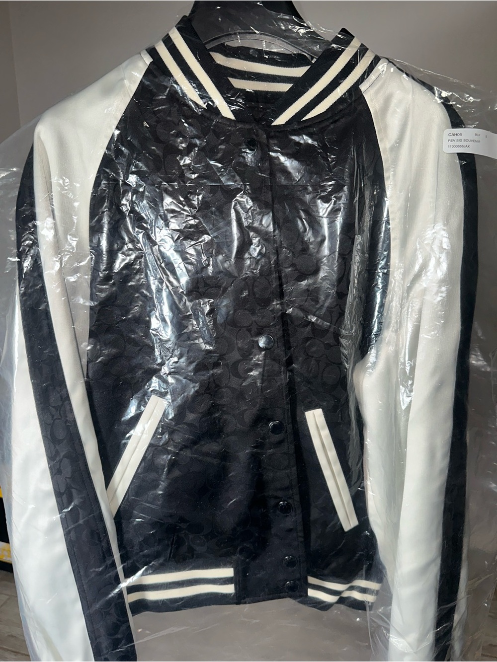 Coach Black and White Signature Varsity Bomber Jacket REVERSIBLE 🖤🤍 - Picture 3 of 10